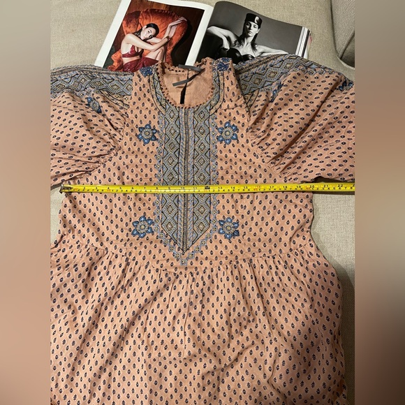 Anthropologie 100% Cotton Embroidered Tunic Mini Dress In Peach Size M - Picture 13 of 16
